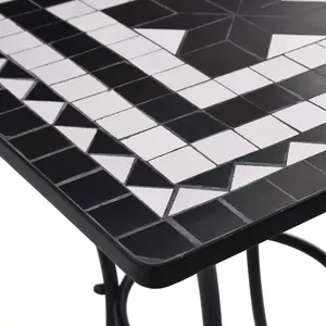 Berkfield Mosaic Bistro Table Black and White 60 cm Ceramic