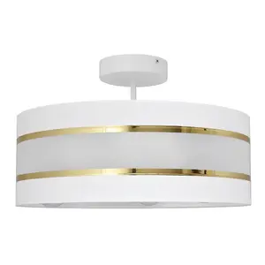 Luminosa Helen Cylindrical Ceiling Light White, Gold 40cm