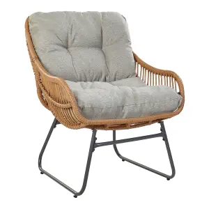 Garden Chair MESTRE with Footstool PE Rattan Natural