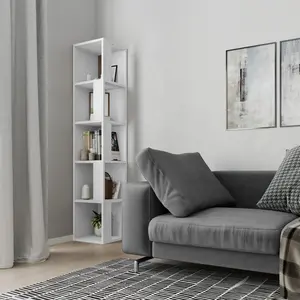 Bensonhurst Corner Bookcase Unique Design & Modern Style White