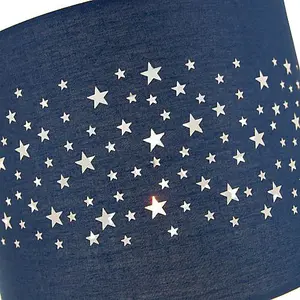 Stars Decorated Children/Kids Midnight Blue Cotton Bedroom Pendant or Lamp Shade