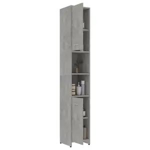 Berkfield Bathroom Cabinet Concrete Grey 30x30x183.5 cm Engineered Wood