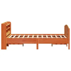 Berkfield Bed Frame without Mattress Wax Brown 120x190 cm Small Double Solid Wood Pine