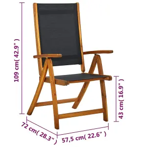 Berkfield Folding Garden Chairs 2 pcs Solid Acacia Wood and Textilene