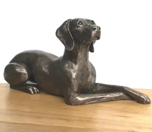 Weimaraner dog figurine in solid cold cast bronze designed by Harriet Glen