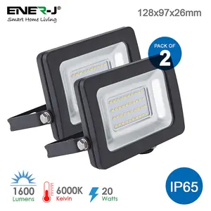 LED Floodlight Non PIR Slim Line Black Body with 2 Years Warranty (20 Watts, 6000K)