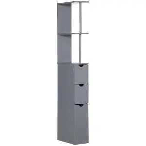 HOMCOM Tall Bathroom Storage Cabinet with Shelf and Drawers, Grey