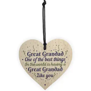 Red Ocean Great Grandad Grandfather Gift Handmade Wooden Heart Plaque Keepsake Gift For Christmas Birthday