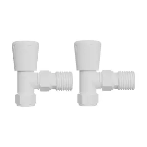 Rinse Bathrooms Angled Towel Radiator Valves Round 15mm for Towel Rail Radiator White