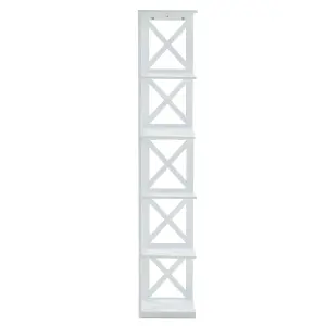 5 Tier White Wooden Corner Shelf Rack Shelf Bookcase Standing Shelving Unit 161 cm