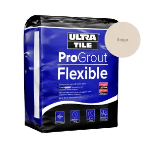 UltraTile ProGrout Flexible Waterproof All Purpose Tile Grout, 3kg - Beige