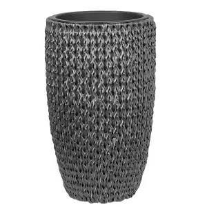 Set of 2 Plant Pots CEDRUS PE Rattan Black