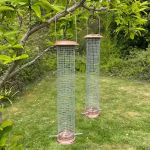 Large Copper Style Hanging Bird Nut Feeder (Set of 2)