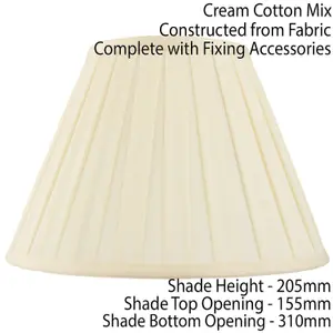 12" Tapered Drum Lamp Shade Cream Box Pleated Fabric Cover Classic & Elegant