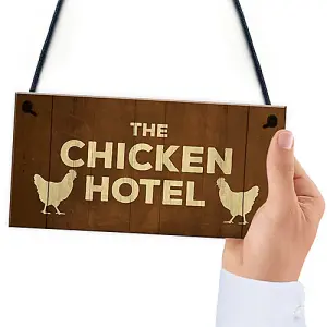 Chicken Signs And Plaque THE CHICKEN HOTEL Garden Sign Hanging Shed Sign Funny Home Decor Sign