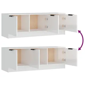 vidaXL TV Cabinet High Gloss White 102x35x36.5 cm Engineered Wood