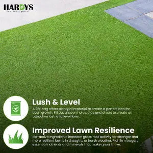 Hardys 25L Turf & Lawn Top Dressing Soil - Sandy Loam Base, Open Texture, Nutrient Enriched for First Grass Seeding & Overseeding