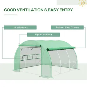 Outsunny 3 x 3 x 2 m Polytunnel Greenhouse Pollytunnel Tent Steel Frame Green