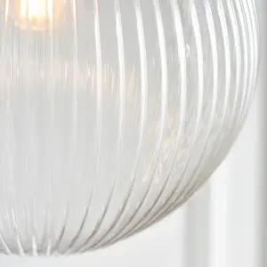 Anson Lighting Boston Pendant light finished in Antique brass plate and clear ribbed glass