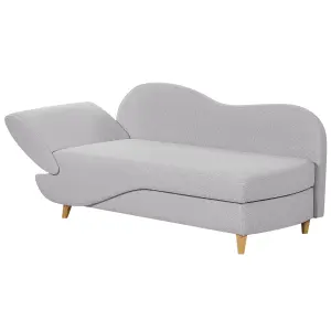 Left Hand Fabric Chaise Lounge with Storage Light Grey MERI II