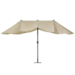 Double Canopy Garden Parasol 2.7 x 4.6 m Beige SIBILLA