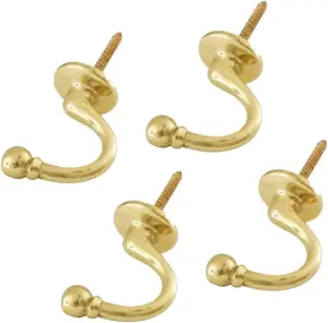 Curtain Holdbacks Brass Tie back hooks for Curtains U Shaped Ball end hooks for Curtains Clothes Hanger Pack of 4