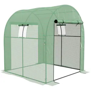 Outsunny 1.8 x 1.8 x 2m Polytunnel Greenhouse with Doors and Mesh Windows