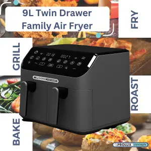 9L Family Size Digital Air Fryer - Dual Basket with Rapid Air Circulation for Healthier Cooking with Less Fat