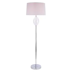 Freya Ribbed Glass & Grey Floor Lamp