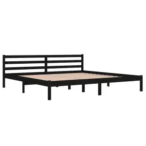 Berkfield Day Bed Solid Wood Pine 200x200 cm Super King Black