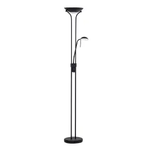 Litecraft Mother & Child Satin Black Dimmable Floor Lamp 2 Arm with Bulbs