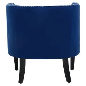 Interiors by Premier Blue Velvet Studded Chair, Easy to Clean Leather Armchair, Body Supportive Accent Chair