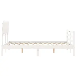 Berkfield Bed Frame with Headboard White 120x200 cm Solid Wood