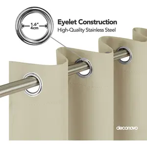 Polyester Blackout Grommet / Eyelet Door Curtain Panel Beige / 132 W x 274 D cm