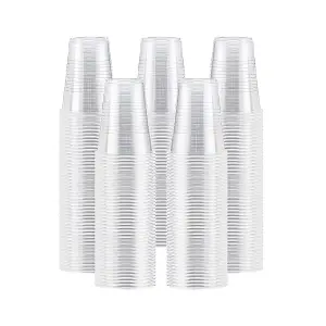 KAV Pack of 500 Disposable Clear Plastic Cups - 7oz Plastic Glasses for Travel, Wedding Party, Picnic