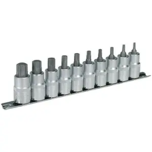 High-Quality 10 Pack TRX Star Socket Bit Set - 1/2" Drive T20 to T70 with Knurled Grip