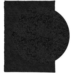 Shaggy Rug PAMPLONA High Pile Modern Black 200x280 cm