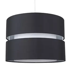 ValueLights Sophia Black Ceiling Pendant Shade and B22 GLS LED 10W Warm White 3000K Bulb