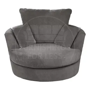 Casper Soft Chenille Fabric Fabric Swivel Chair 360 Rotation Grey