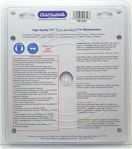 Charnwood TB1024 Low Noise Circular Saw Blade 250 x 30mm x 24T x 3.0k