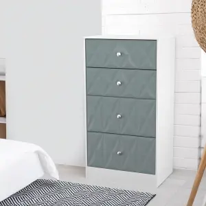 San Jose Ready assembled Duck egg blue & white 4 Drawer Chest (H)1063mm (W)746mm (D)395mm