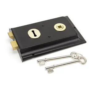 Charles Watson 150mm Double Handed Rim Lock Black Gate Shed Secure Door Lock