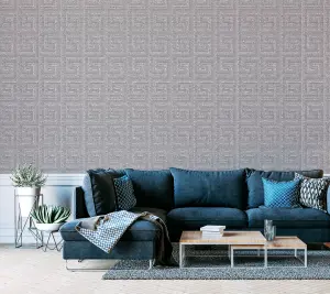 Arthouse Greek Key Foil Gunmetal Wallpaper