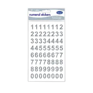 County Stationery Numerical Sticker Sheet (Pack of 12) Silver (One Size)