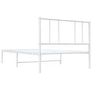 Berkfield Metal Bed Frame with Headboard White 75x190 cm 2FT6 Small Single