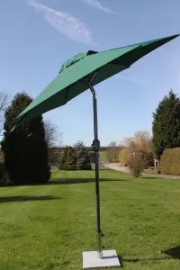 2.1M Wide Garden Parasol Umbrella With Tilt and Crank  (Green)