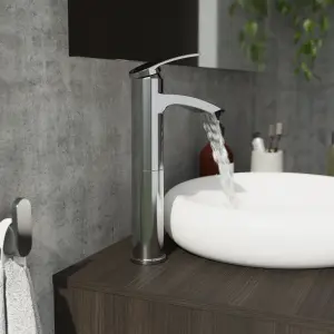 GoodHome Kariya Tall Chrome effect Basin Mixer Tap