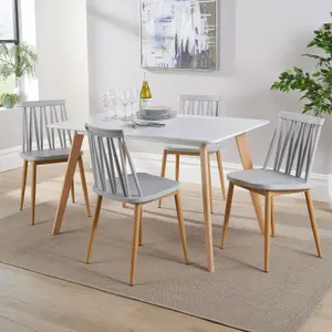 Home Source Fleur Table and 4 Grey Lucy Chairs