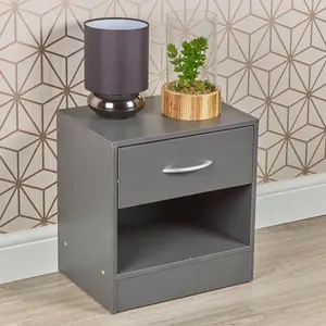 Antona 1 Drawer Bedside Table Dark Grey