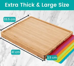 7 in 1 Bamboo Chopping Board with 6 PVC Mats